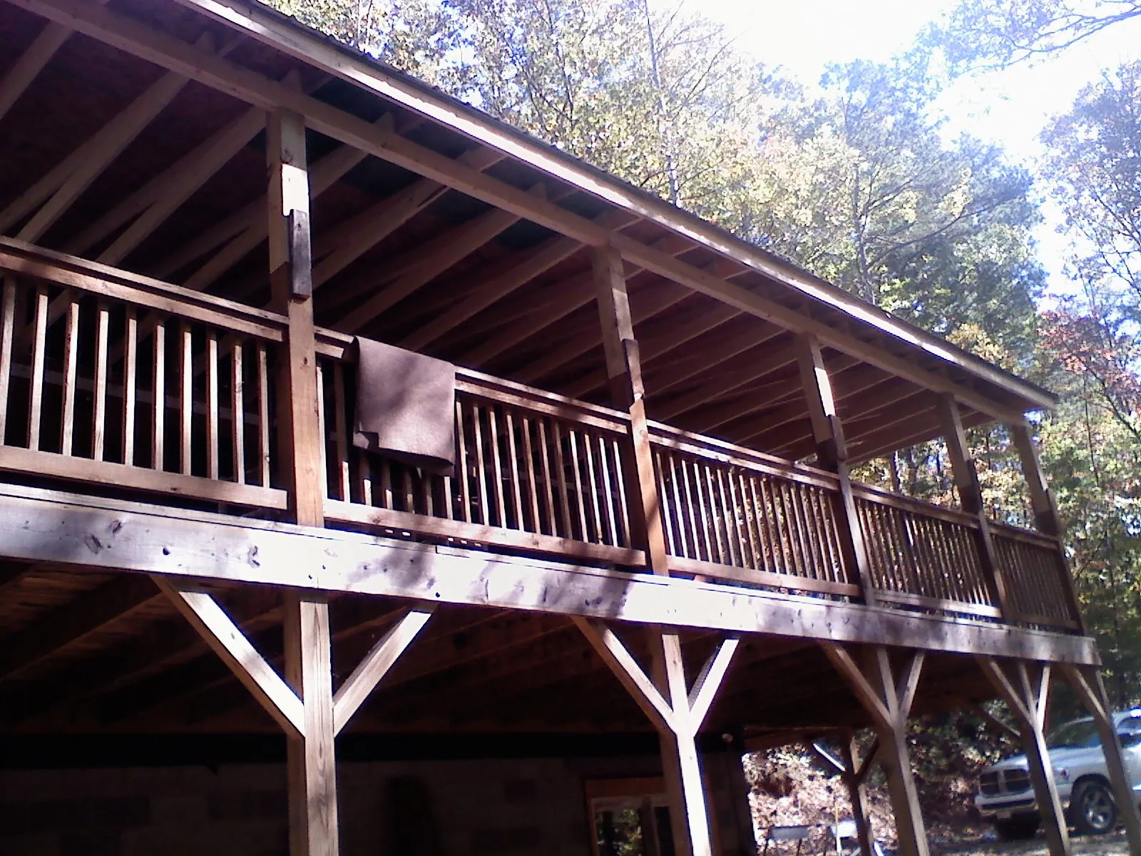 Timber framing under a new elevated porch and deck — Roof Leak Repair in Kearny by Roofing Brothers